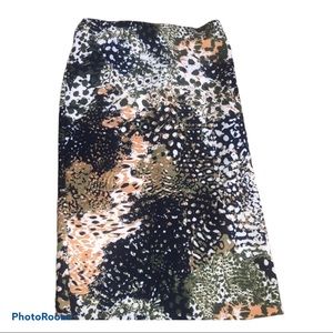 Navy and Green Pencil/Midi Skirt